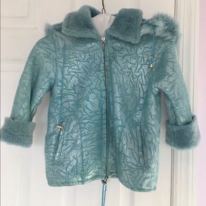 Kids real fur and leather winter jacket